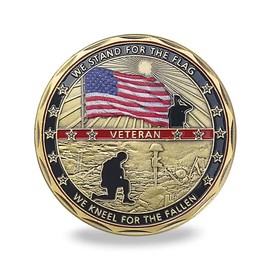 U.S. Veteran Challenge Coin We Stand for The Flag We Kneel for The Fallen Military Gift