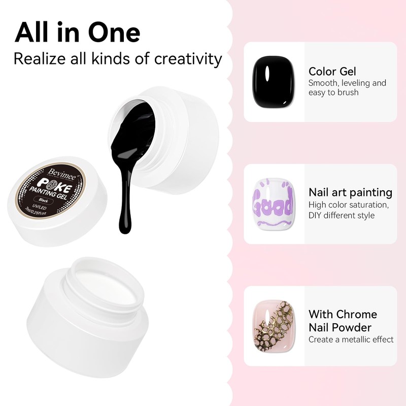 Black & White Painting Gel for Nail Art, Gel Polish