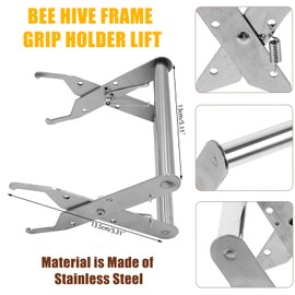 ZONSUSE Bee Hive Frame Gripper, Stainless Steel Beehive Frame Capture Clamp, Beekeepers Frame Lifter Tool, Easy to Transport Beekeeping Equipment for Beginners and Professionals (B)