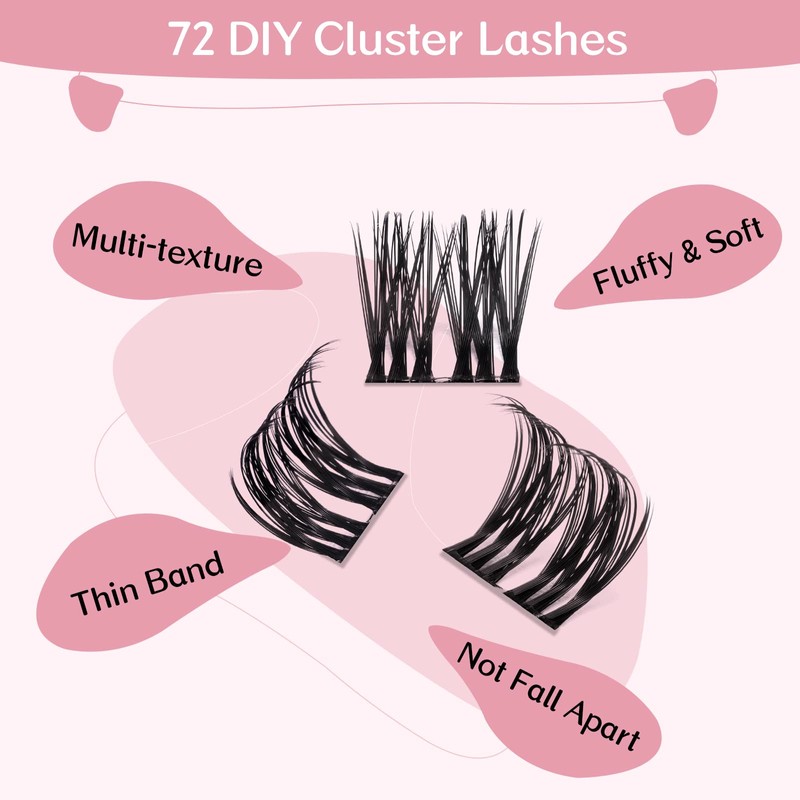 Cluster Lashes, 72 Pcs Individual Lashes, Lash Clusters DIY Eyelash
