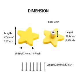 CcHhyyt Cartoon Shape, Soft Rubber Knobs for Kids, Girls, Boys, Cupboard Handles/Drawer Knobs for Nursery Cupboards, Pack of 6 (Yellow Star)