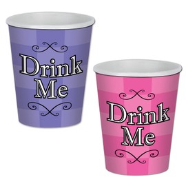 Beistle 58182, Piece Alice in Wonderland Beverage Cups, 9 Ounces, 24 Count (Pack of 1), Purple/Pink/Black/White