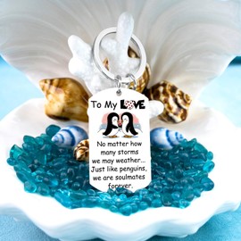 MigPio Penguin Keychain Christmas Gifts for Couples Stocking Stuffers for Girlfriend Cute Couple Gifts Wife Christmas Gift Ideas Couple keychain Christmas Valentines Day Gifts for Him Her