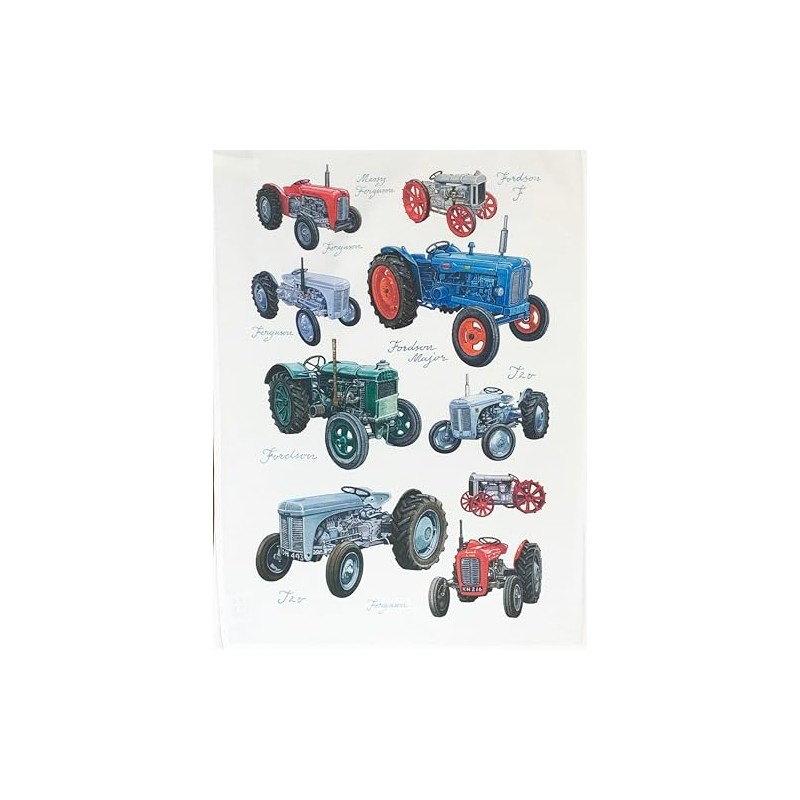 Half a Donkey Classic Tractors Collection Large Cotton Tea Towel