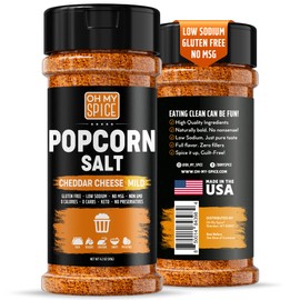 Popcorn Seasoning Cheddar Cheese Powder Mix - Gluten Free & Low Sodium Mild Nacho Cheese Powder Flavor Popcorn Flavoring Seasoning. Movie Theater Pop Corn Toppings. Hot Pop Corn Salt Seasonings. 4.2oz