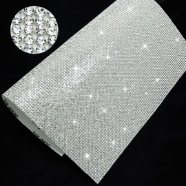 DONGZHOU Bling Bling Rhinestone Sheet,9690 Pcs Crystal Rhinestone Sticker Self-Adhesive Hotfix Glitter Gem Sheet Sticker for Car Interior & DIY Craft Decoration,9.4 x 7.9 Inch,White