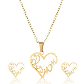 Mothers Day Gift for Mom Necklace and Earring Set Moms Birthday Christmas Gift for Mommy Heart Mother's Day Necklaces Mama I Love You Gifts from Son Daughter