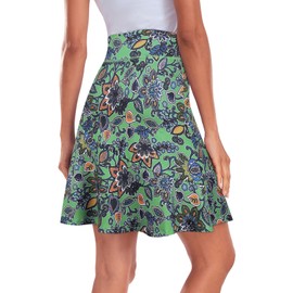 Viracy Skort for Women, Ladies Knee Length Skort with Pockets Side Split Pleated Front High Waist Sun Protection Workout Tennis Athletic Skirts Golf Apparel,Green-Small