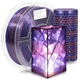 iSANMATE 3D Printer Filament Clear PLA, Multicolor Transparent Transition Glitter Filament, Gradient Purple Blue Multicolor PLA Filament, 3D Printing Filament 1KG/2.2lb, Blue Violet Galactic