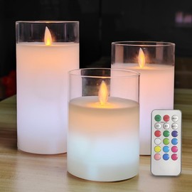 Oulex Multicolor Flameless Votive Candles,Battery Operated Candles with Remote Control and Timer, Flickering Flameless Candles Color Change,for Home Decor,Holiday,Centerpiece,Party 3 Pack