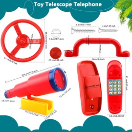 5 Pack Kids Playground Accessories Swingset Safety Handles Playhouse Steering Wheel Plastic Telescope Telephone Toy (Color Set 3)