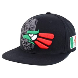 Trendy Apparel Shop Hecho En Mexico Eagle 3D Embroidered Flat Bill Snapback Cap - Black MEX