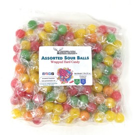YANKEETRADERS Assorted Sour Fruit Balls, 2 Lb Bag
