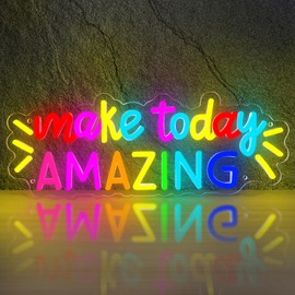 Make Today Amazing Neon Sign,Positive LED Neon Light for Wall Decor,Inspirational Letter LED Sign Multicolored Light Up Sign for Classroom Wedding Party Store Home Birthday Neon Decor