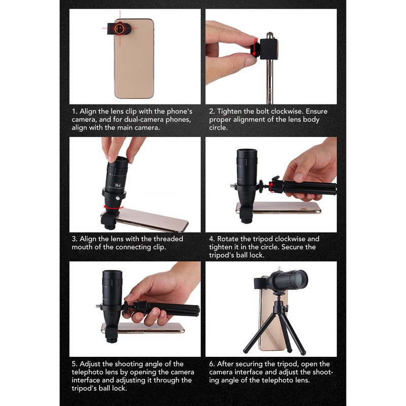 16X Phone Telephoto Lens Cell Phone Camera Lens Kit Multi