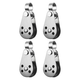 QUARKZMAN Pack of 4 Marine Pulley 55 mm Single Pulley Block, 316 Stainless Steel Nylon Hanging Wire Tow Wheel, Rope Pulley