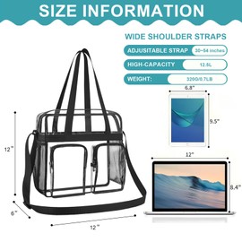 Zyiphor Transparent Bags Transparent Bag PVC Transparent Carry Bag Clear Bag Stadium Approved Transparent for Work, Sports Games and Concerts (30 x 30 x 15 cm)
