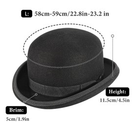Bowler Derby 100% Wool Theater Quality Hat for Men Women, Clown Bowler, Bolo Hat–Genuine Felt Derby Hats for Costumes