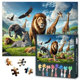 Animals Puzzles for Adults 1000 Pieces, Lion Jigsaw Puzzles 1000 Pieces for Adults, Giraffe Challenging Funny Family Puzzle Perfect for Game Nights, Colorful Puzzle for Home Gift (27.5"x19.7")