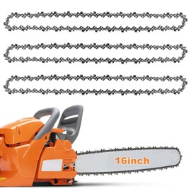 3-Pack Chainsaw Chain3/8 LP Pitch, 57 Drive Links,0.050" (1.3mm) Gauge for 16" (40cm) Bar,65 Manganese Steel Replacement Chain Compatible with Titan,Black & Decker,Einhell,Ryobi,and Other Chainsaws