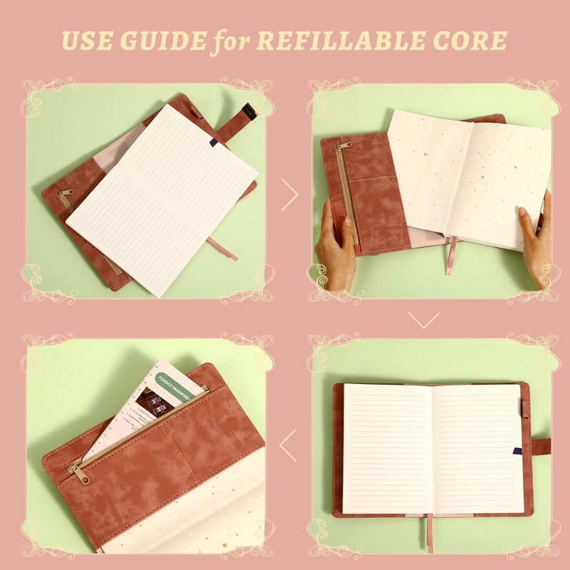 Lock Diary for Women Girls Vintage Lock Journal Refillable Personal