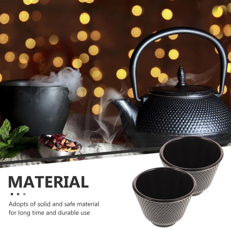 Luxshiny 2pcs Cast Iron Tea Cups Japanese Tea Cups Black