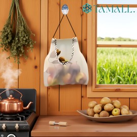TAMALL. Durable Strong Reusable Hanging Storage Mesh Bags for Fruits, Vegetables, Garlic, Potatoes..(2 bags) (white)