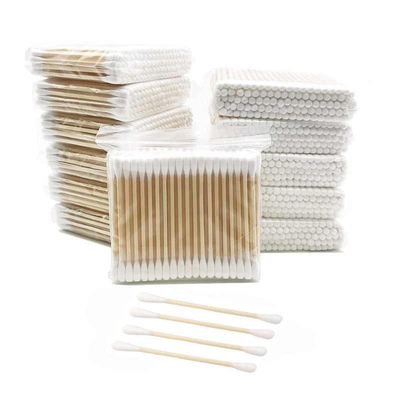 Cotton Swabs with Wooden Sticks/Double Tipped Natural Bamboo Cotton Buds