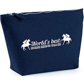 Hippowarehouse World's best horse riding coach printed make up cosmetic wash bag 18x19x9cm