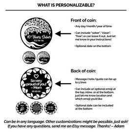 Personalizable Black and Silver Sobriety Token | Customizable Chips & Medallions | Antique Silver Finish (Tree of Life)