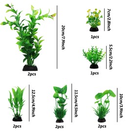 PietyPet Fish Tank Accessories Green Plants, 10pcs Green Fish Tank Decorations, Aquarium Decor Plastic Plants