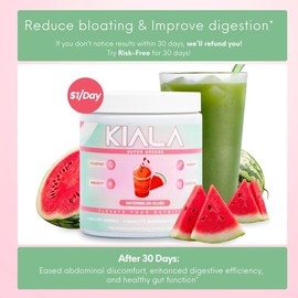 Kiala Nutrition Super Greens Organic Greens Powder with Spirulina & Chlorella for Digestion Gut Health Immunity & Energy Vegan Supplement:_Watermelon Slush