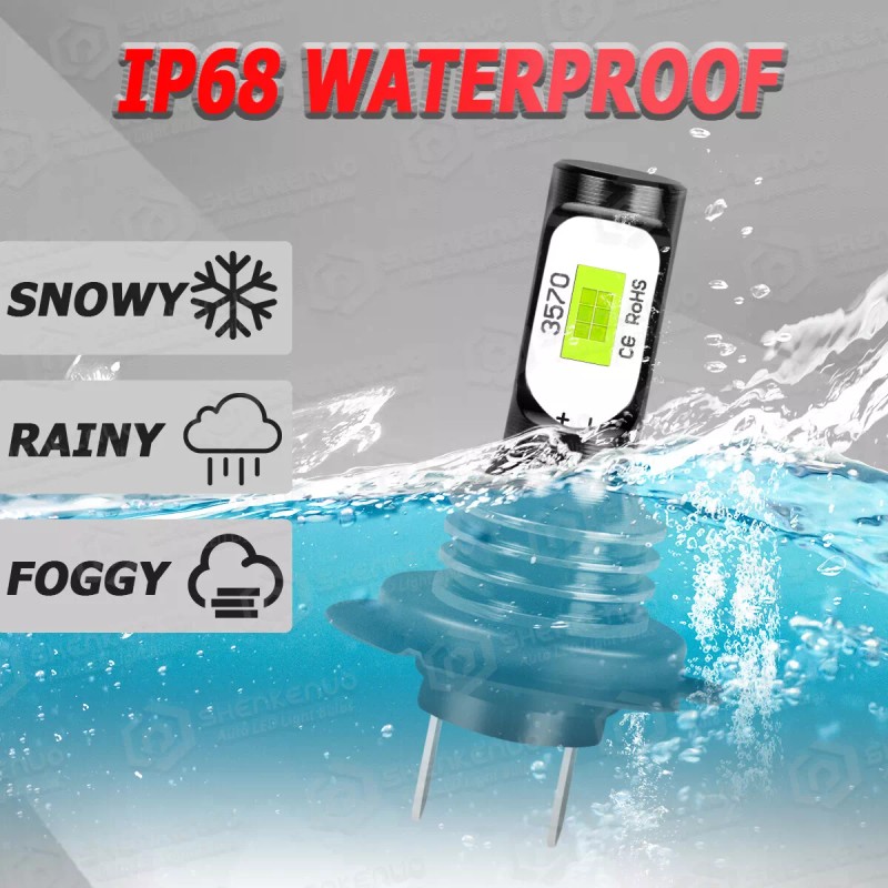 SHENKENUO 2 Sides 2Pcs H7 8000K Ice Blue LED Headlight