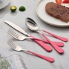 Onlycooker 20-Piece Pink Silverware Set 18/0 Stainless Steel Flatware Pink
