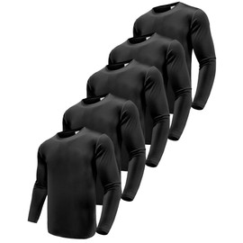 Boyzn 5 Pack Long Sleeve Shirts for Men, Dry Fit Moisture Wicking Workout Gym Tee Shirts, Quick Dry UV UPF 50+ Sun Protection T-Shirts for Running 5P06-Black-M