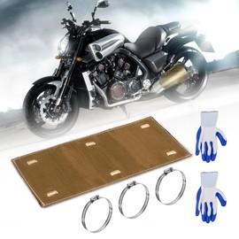 YEBEICO Titanium Pipe Shield 12" x 6", Exhaust Heat Shield with Gloves, Pipe Heat Insulation Shield Motorcycle Heat Guard, Heat Protection up to 1350°F