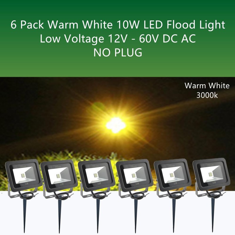 ZSGoes 6 Pack Warm White 10W LED Flood Light Outdoor