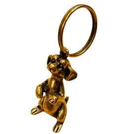 DAZUMA Key Chain Dog Feng Shui Good Luck Pendant Top Brass Antique Money Lucky Charm Accessories Pendant Strap Puppy Dog, gold