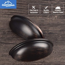 HOMOTEK 6 Pack Drawer Bin Cup Pulls Dresser Pulls for Cabinets Oil Rubbed Bronze - 3 Inch Hole Centers Furniture Handles,Kitchen Cabinet Hardware
