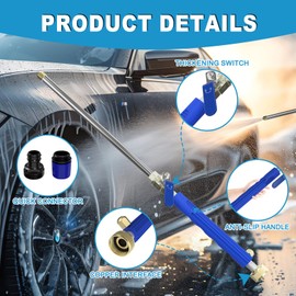 SISUPASSIE Jet Nozzle for Garden Hose, High Pressure Hose Tool with 2 Different Nozzles and Quick Connectors for Car, Patio, Window Washing, Navy