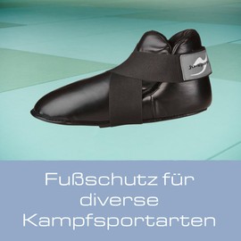 Ju-Sports Foot Protection - Black I Padded Martial Arts & Kickboxing Foot Protection with Velcro Strap & Toe Loops I Faux Leather Covered Foam Cushioning I Size M