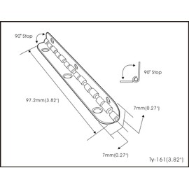 QCAA Solid Brass 90 Degree Inside Stop Small Piano Hinge Wooden Jewery Box, Cabinet Closet, 97mm x 7mm, Vibrated Brass, Made in Taiwan, 8 Pack