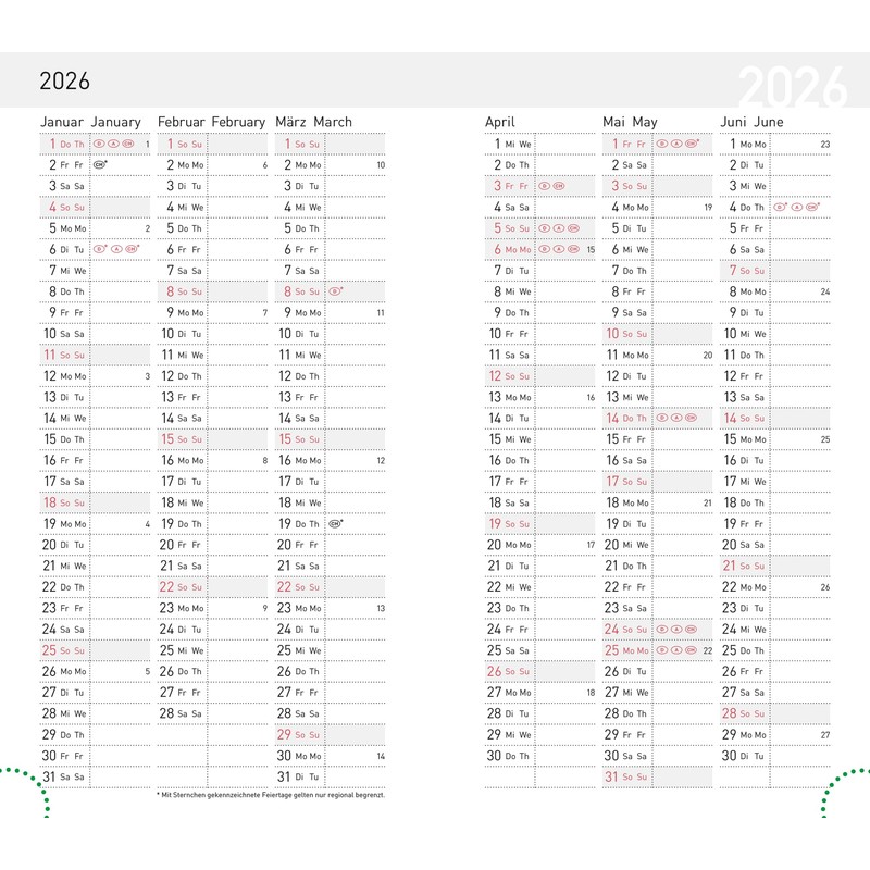 Idena 12043 Pocket Diary 2026, Ladytimer in Format 8.7 x