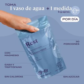 B-FIT Rest N8 Nootrópicos - Magnesio, Gaba y L-Triptófano | 150g, 30 Porciones, En Polvo, Sabor Manzana Verde, Manzanilla, Sin Azúcar, Incluye Scoop