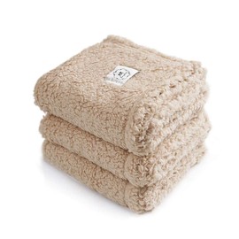 1 Pack of 3 Blankets Super Soft Premium Fluffy Dog Blanket Cat Blanket for Pets Dogs Cats Puppies Beige L (76 x 104 cm)