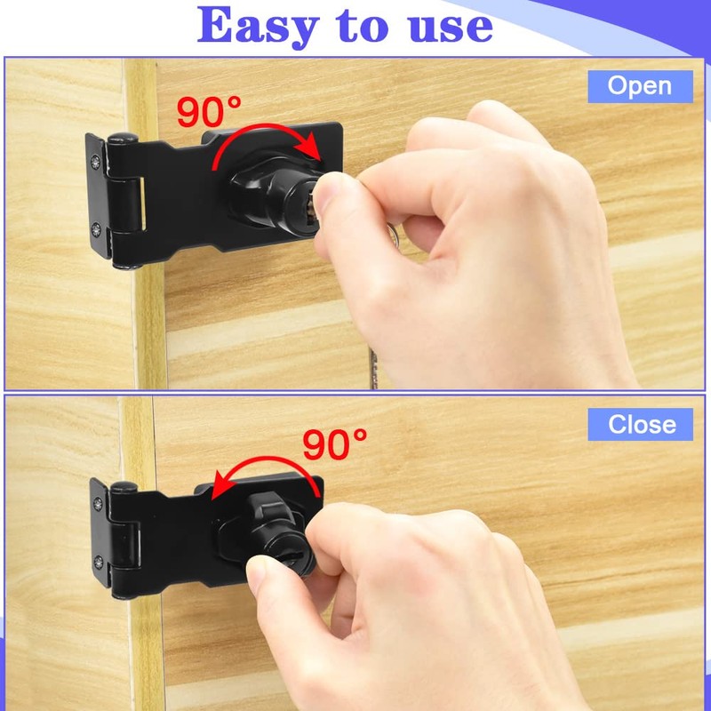 PERFETSELL 2 Pack 2.5 Inch Lock Hasp Metal Door Bolt
