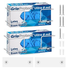 Glove Box Dispenser, 2 Pack Glove Box Holder Wall Mounted, Metal Disposable Glove Dispenser, Glove Box Holder, White