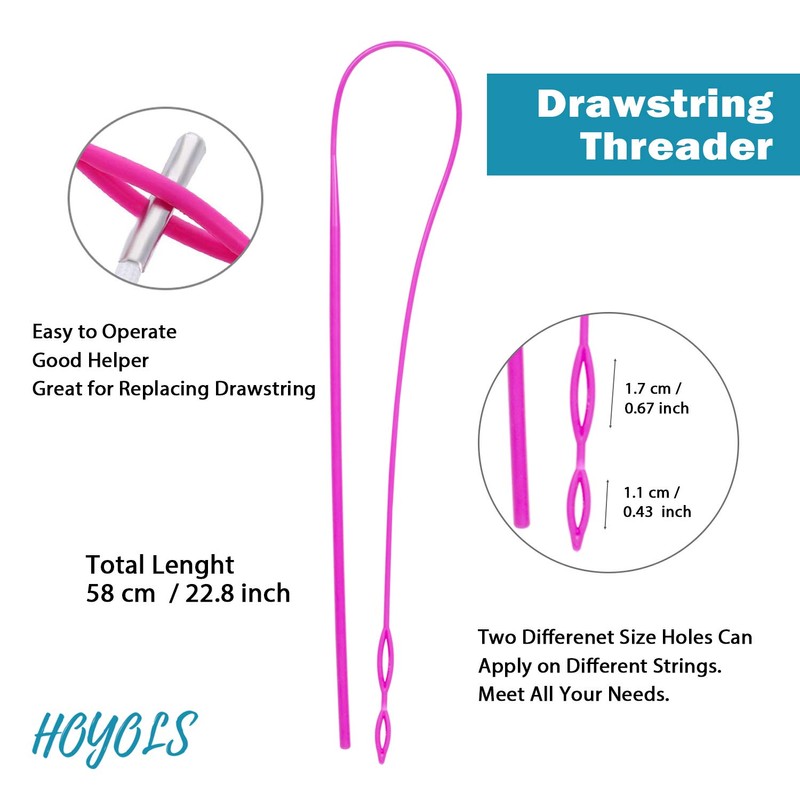 HOYOLS Drawstring Threader, Flexible Plastic Nylon Needle for Quick &