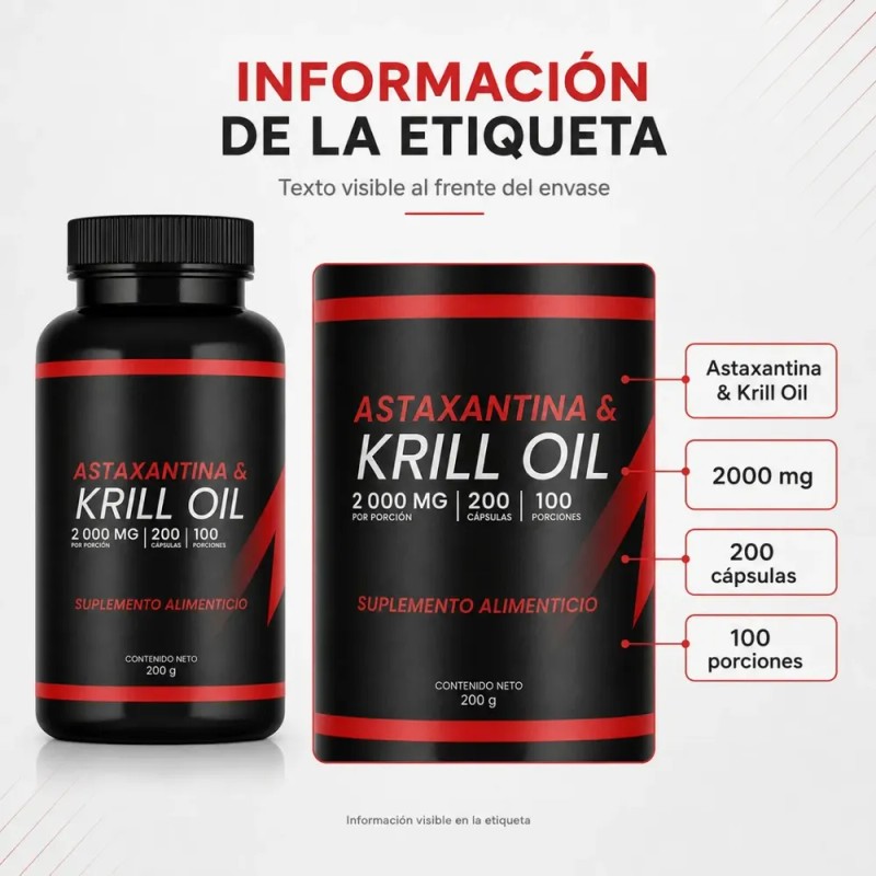 Krill Oil 2000 Mg Con Astaxantina 200 Cápsulas 100 Porciones