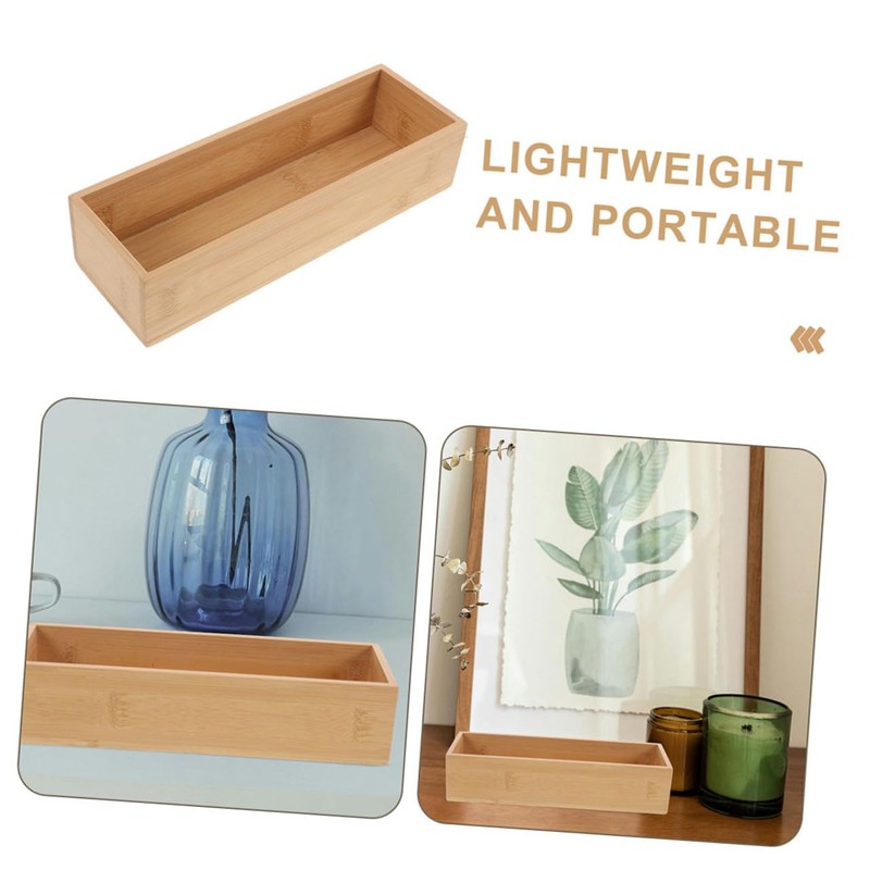 Alipis Bamboo Silverware Tray 3pcs Wooden Drawer Organiser Organiser Box